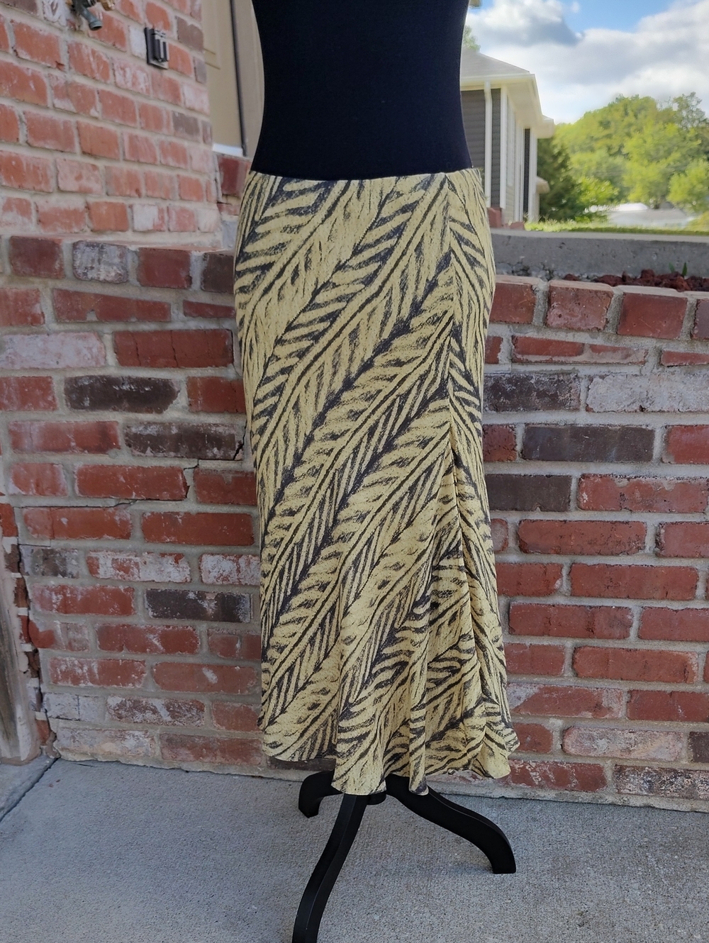 Vintage Lauren Ralph Lauren Silk Linen Tangiers Safari Ruffle Midi Skirt Size XL
